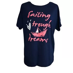 Jasmil Women’s Casual Basic T-shirt Navy Blue & Pink Color Size 44 100% Cotton - Picture 1 of 9