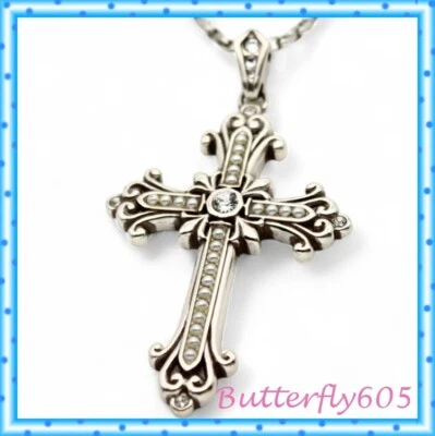 Collar largo de plata con colgante de perlas de cristal cruz Brighton Brighton Foto 1 de 4