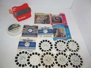 Vintage Viewmaster 3D Viewer Red View Master with Children's Favorite Reels Lot - Picture 1 of 10
