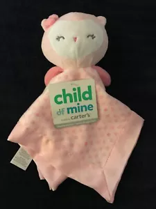 Manta de seguridad Carters Pink Owl Lovey corazón sonajero peluche juguete - Imagen 1 de 9