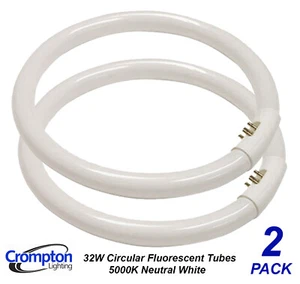 2 x 32W T9 Circular Fluorescent Tubes Lamps 5000K Neutral White Triphosphor - Picture 1 of 2