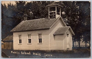 Postcard RPPC 1910 Hale Iowa Public School Jones County to Wyoming Aurrell Wolfe - Picture 1 of 2