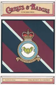 ROYAL AIR FORCE ( RAF) 9 GESCHWADER POSTKARTE (WAPPEN & ABZEICHEN SERIE) - Bild 1 von 2