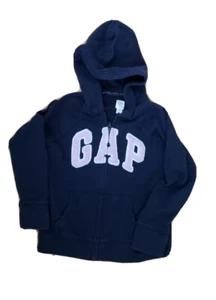 Girls GAP logo full zip up navy blue sweatshirt hoodie S 6-7 spell out pockets - Picture 1 of 7