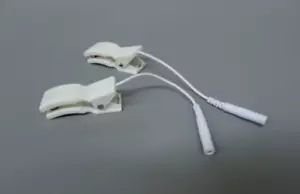 2 EAR CLIP CLAMP ELECTRODE WIRE LEAD CABLES~CONNECTORS FOR DIGITAL MASSAGER TENS - Picture 1 of 6