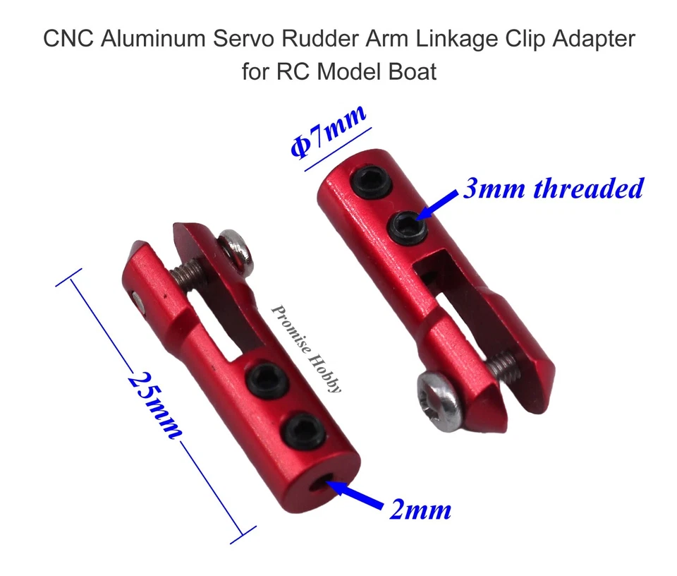 CNC Aluminum Servo Rudder Arm Linkage Clip Adapter set For RC Model Boat - Image 1 of 3