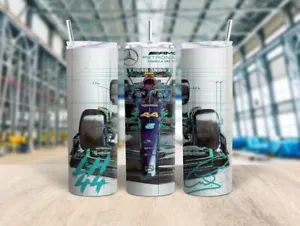 Vaso AMG Petronas Lewis Hamilton F1 impresión de ilustraciones en color de coche 20 oz 600 ml - Imagen 1 de 4