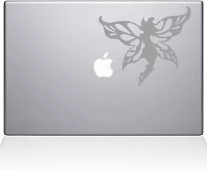 The Decal Guru Winged Fairy MacBook Decal Vinyl Sticker - 12" MacBook - Silver - Picture 1 of 1
