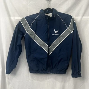US Air Force Jacket Mens M Long Blue PTU Physical Training Uniform Windbreaker - Picture 1 of 20