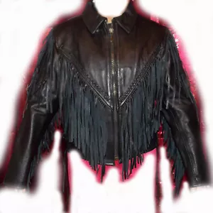 Leather Wear Womens Leather Western Jacket Fringe Quilted Liner Conchos Sz 16 - Picture 1 of 7
