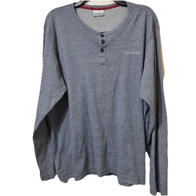 Columbia Men’s Shirt Size L Gray Henley 1/4 Button Up Long Sleeve Casual - Image 1 of 4