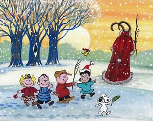 ACEO print of painting RYTA Krampus Christmas Peanuts CHARLIE BROWN FOLK ART