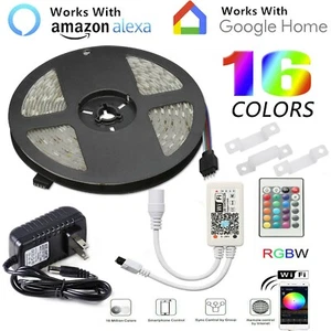 16.4ft 300LED Alexa Smart Home WIFI Wireless RGB Waterproof Strip Light Kit 5050 - Picture 1 of 39