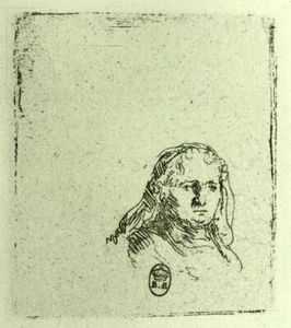 TÊTE DE FEMME A LA COIFFE gravure eau forte de Rembrandt van Rijn de 1880 - Imagen 1 de 2