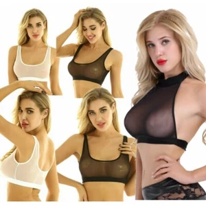Sexy Women Summer Mesh Tank Tops Vest Blouse Sleeveless Bra Crop Tops T-shirt - Picture 1 of 28
