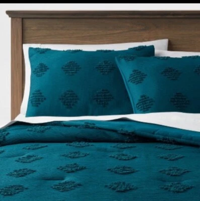 Tufted Diamond Crinkle Comforter & Sham Set - Threshold - Image 1 of 4