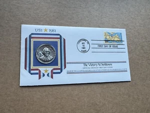US 1981 Medal FDC +US-Bicentennial #1937 +York Town Victory Medal +Cert - Picture 1 of 2