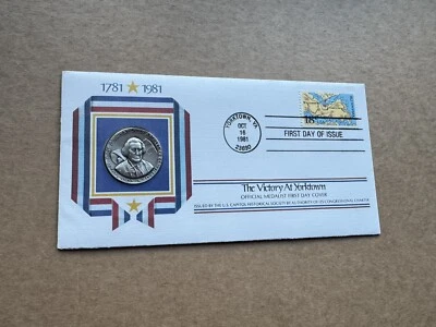 US 1981 Medal FDC +US-Bicentennial #1937 +York Town Victory Medal +Cert - Image 1 of 2