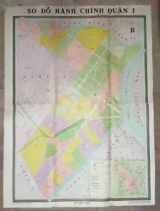 SAIGON (HO CHI MINH CITY) DISTRETTO 1- OTTOBRE 1976 MAPPA VIETNAMITA MOLTO GRANDE - Foto 1 di 8