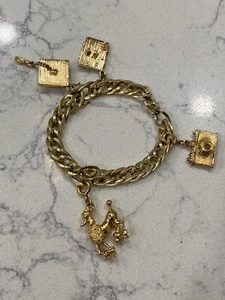 JB 1/20 12ktgf Gold Filled Vintage Bracelet with 4 Charms, Poodle, Camera… 7inch - Picture 1 of 8