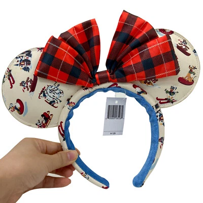 Disney~Parks Holiday Lodge Snow Mickey Christmas Minnie Mouse Ears Headband Gift - Image 1 of 4