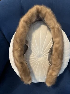 Vintage Fur Collar Scarf Shawl Stole 29"x3" Light Brown With Clips - Picture 1 of 6