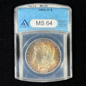 1902-O 1 $ MS64 ANACS getönter Morgan Dollar - schöne doppelseitige Regenbogentönung - Bild 1 von 2