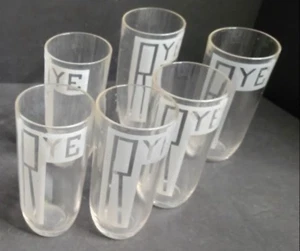 RARE Art Deco style Set of 6 Rye Whiskey Highball Vintage cocktail glasses - Picture 1 of 1