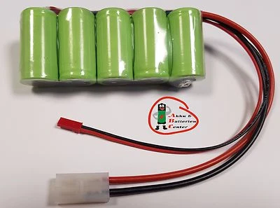 BATTERIEPLUS2GO Akku für Carson NiMH-RX-Pack 6V Sub-C 3000mAh mit Tamya und BEC St. 5er Reihe