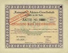 Kaisersäle AG 1919 Halle Saale Theater Kino Sachsen Anhalt Gründeraktie 1000 M