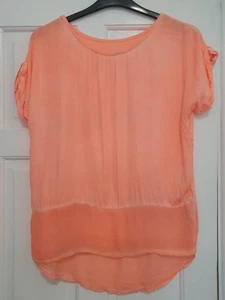 Hecho en Italia Talla 16 Naranja Moteado Manga Corta ¡Top! - Imagen 1 de 3