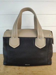 Perlina Emma Lederhandtasche mit künstlichem Besatz schwarz & beige Arzttaschenform - Bild 1 von 19