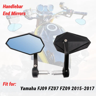 Espejos retrovisores de barra de extremo de manillar de aluminio de 7/8" 22 mm para Yamaha 2015-2017 FZ07 FZ09 FJ09 Foto 1 de 4