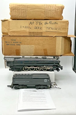 Gilbert American Flyer S Gauge 332 (DC) Locomotive and Tender 1948 w/OB's Exc+ - Image 1 of 4