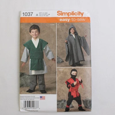 Simplicity Easy To Sew 1037 Ninja & Monk Costumes Patterns Boys Sz A (3-8) 2015 - Image 1 of 4
