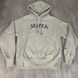 Champion Reverse Weave MoMA Pullover Hoodie Men Small Gray Spellout - Picture 1 of 6