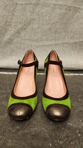 Marc Jacobs Mary Jane decolte 38,5 pelle verde e marrone tacco Y2K Made in Italy - Foto 1 di 12
