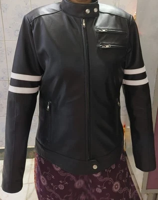 CLASSIC New Women's Black Leather Jacket 100% Pure Lambskin Bomber Biker Jacket - Image 1 of 3