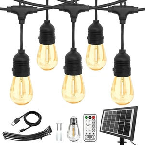 Solar String Lights Outdoor 33FT, CTDZLED 15+1 S14 Edison Bulbs Waterproof an... - Picture 1 of 7