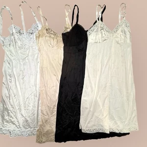 Vintage Set of 4 Fill Slip Lace Dresses Size Small 32 34 Various Colors - Picture 1 of 13