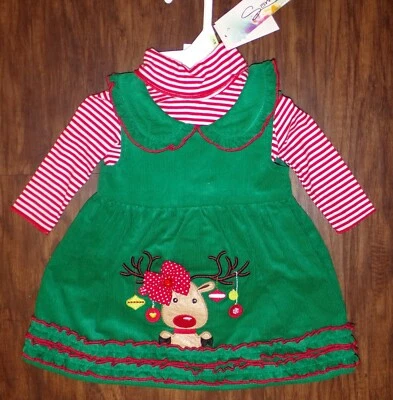NEW NWT Baby Girl Samara Reindeer Corduroy Christmas Dress Set SZ3M,6M $29.99 - Image 1 of 4