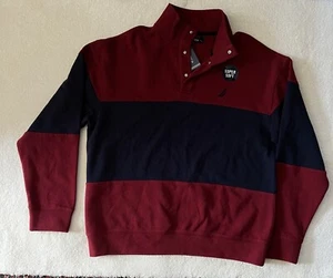 Nautica Men's Sweat Shirt 1/4 Pull Over Fleece Sz M Burgund New Retail - Picture 1 of 7