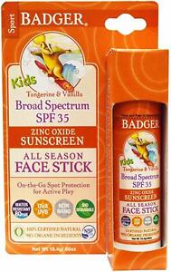 SPF 35 Kids Clear Zinc Face Stick by Badger, 0.65 oz