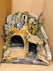 Presepe artigianale sughero e legno completo di luci - Foto 1 di 6