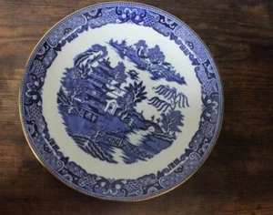 Plato de sauce azul Pointon’s Stoke On Trent borde dorado raro utensilios de cocina vintage - Imagen 1 de 5