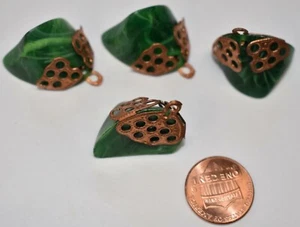 4 Colgantes de rocas plásticas herrajes chapados en cobre * FABRICACIÓN DE JOYAS * GRUESOS * - Imagen 1 de 2