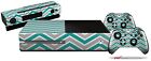 Zig Zag Teal Gray Skin Set Fits Xbox One Console Controllers