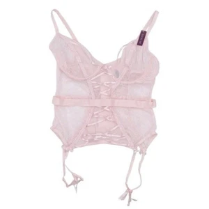 Adore Me Andra Unlined Bustier Light Pink Lace Lingerie One Piece 07753 Size 38D - Picture 1 of 8