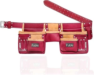 Leder Werkzeug Gürteltasche Schwerlast 11 Taschen Zimmermann Elektriker Rahmen Tasche - Bild 1 von 13