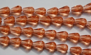 10x7mm Peach Teardrop Czech Faceted Glass Beads (10) - Picture 1 of 2